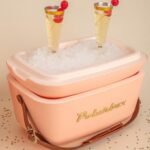 Polarbox® Classic Retro Ice Box Coral with Leather Strap - Gold 12L - Image 4