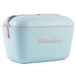 Polarbox® Pop Cooler box - Sky Blue with Baby Rose Leather Strap - 20L