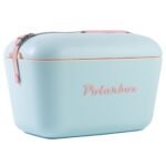 Polarbox® Pop Cooler box - Sky Blue with Baby Rose Leather Strap - 12L