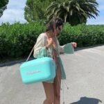 Polarbox® Pop Cooler box - Cyan with Baby Rose Leather Strap - 20L - Image 2