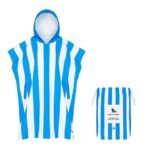 منشفة بونشو - أزرق مخطط - مقاس وسط