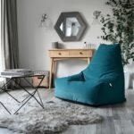 ⁦كرسي بين باج مخمل شمواه - أزرق تيل⁩ - الصورة ⁦2⁩