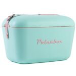 Polarbox® Pop Cooler box - Cyan with Baby Rose Leather Strap - 20L