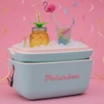 Polarbox® Pop Cooler box - Sky Blue with Baby Rose Leather Strap - 20L - Image 2