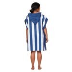 ⁦منشفة بونشو - أزرق غامق مخطط - مقاس كبير⁩ - الصورة ⁦2⁩